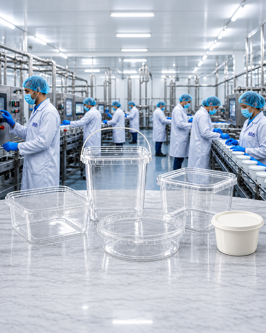 Plastic packaging containers